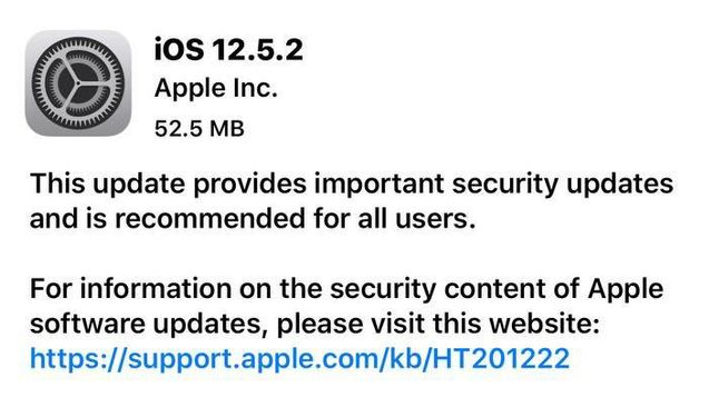 平桂苹果手机维修分享iOS12.5.2发布，建议所有老苹果用户安装 